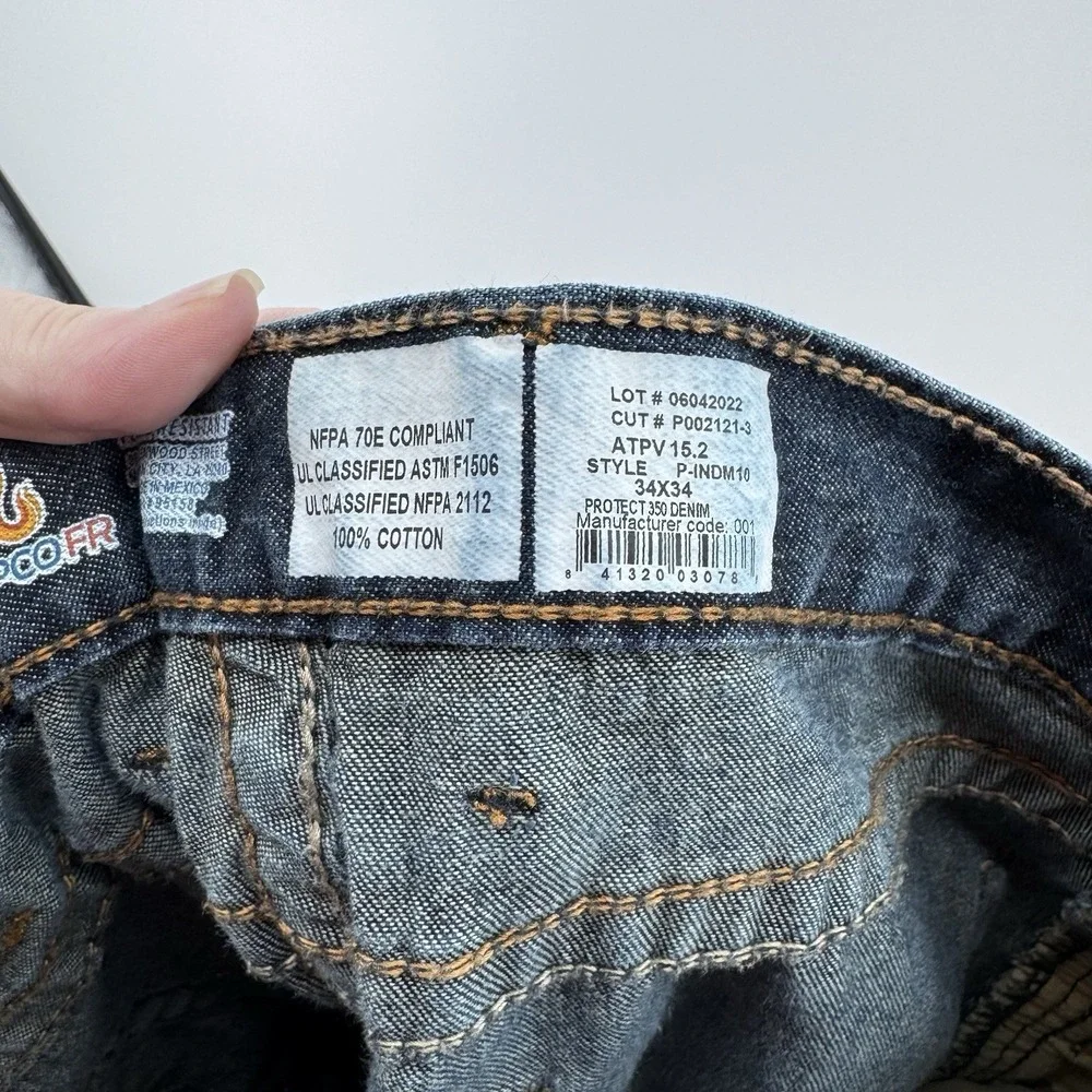 LAPCO FR Flame Resistant Jeans 34X34 Bootcut Denim NFPA 2112 CAT 2 ATPV 15.2